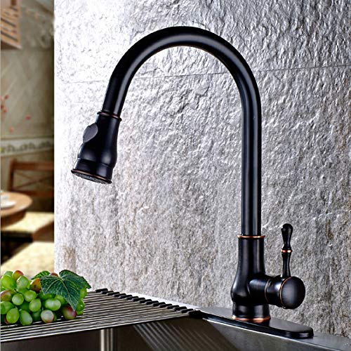 Robinet de filtre à eau en laiton noir pour évier de cuisine avec mitigeur extensible
