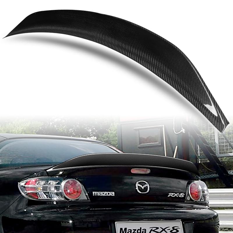 DriftX Performance, Rear Trunk Lid Spoiler Wing fit for Compatible With 2004-2011 Mazda RX-8 RX8 Real Carbon Fiber Trunk Duckbill Spoiler Wing, Car Mods Exterior Accessories Replacement Parts Assembly