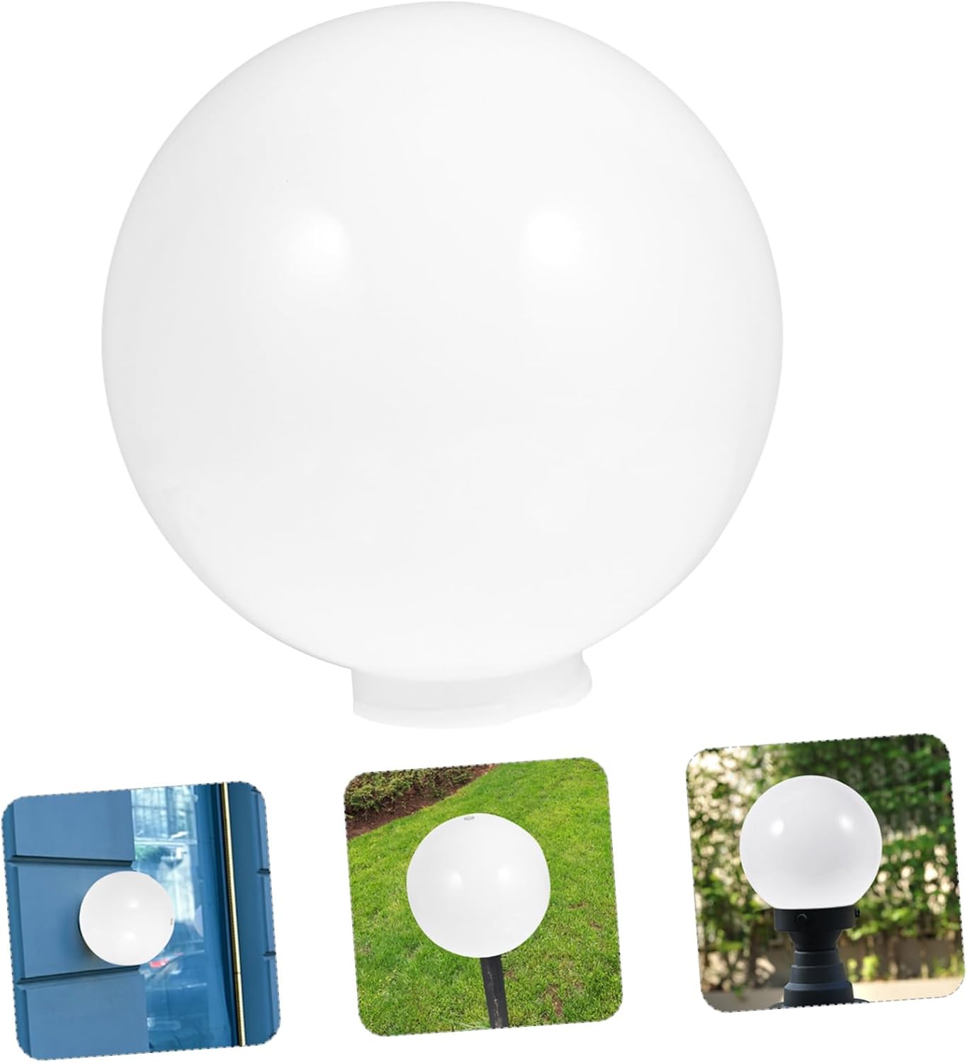 Amosfun Acrylic Milk White Globe Lamp Shade Dust Cover for Outdoor Wall Pole Lamps Accessory for Table Floor Pendant Lighting