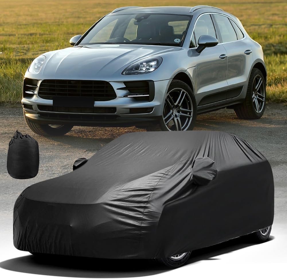 Upgraded Waterproof Stretch Car Cover - All-Weather Protection for Indoor/Outdoor Use, Soft Elastic Fabric Fits 151"-188" Vehicles, Dustproof, Garage & Car Show Ready
