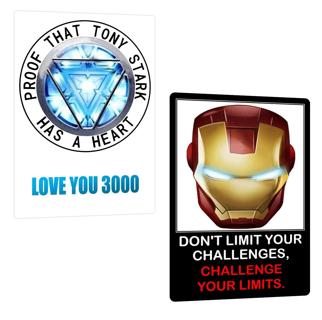 LADY HAWK Ironman Arc Reactor and Nanotech Helmet Motivational and Inspirational Quotes Miniature Photo Poster with magnetic backing. Sticks to any Metal Surface. Size 10X7cms Set of 2 Posters. AC27