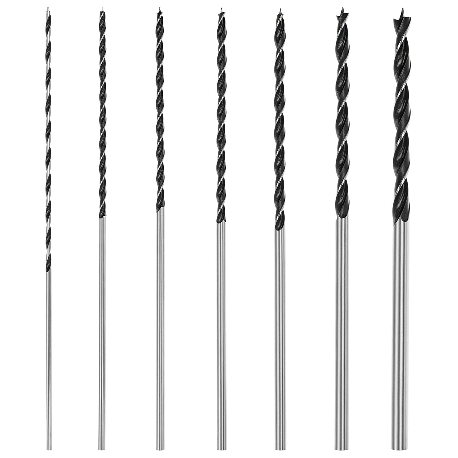 QWORK® 7 piezas 300 mm brocas para madera, brocas de tres puntas de 4 mm a 12 mm, plateadas