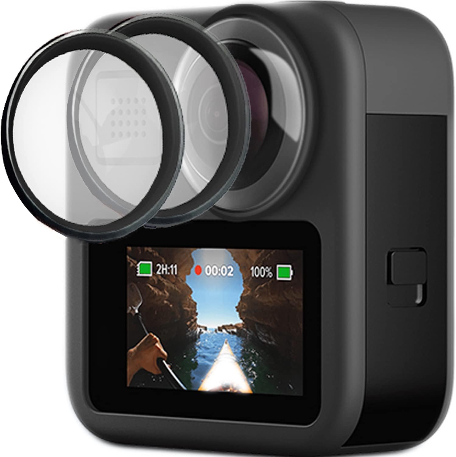 FitStill Lot de 2 protecteurs d'objectif pour caméra d'action Go Pro Max, haute transparence, dureté 9H, résistant aux rayures