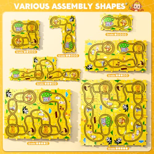 Beby Buty 64 PCS Puzzle Race Cars Track Set Toys for Kids Boys, Puzzle Racer Kids Car Track Set Ages 3-5 4-6, Toys Gifts for 3 4 5 Year Old Boys, Ideal 3 4 5 Year Old Boys (Animals)