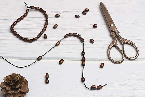Miniatura 2 de 500 cuentas de madera ovaladas de 0.236 x 0.315 in, cuentas espaciadoras de madera con forma de arroz integral, cuentas sueltas de madera para hacer