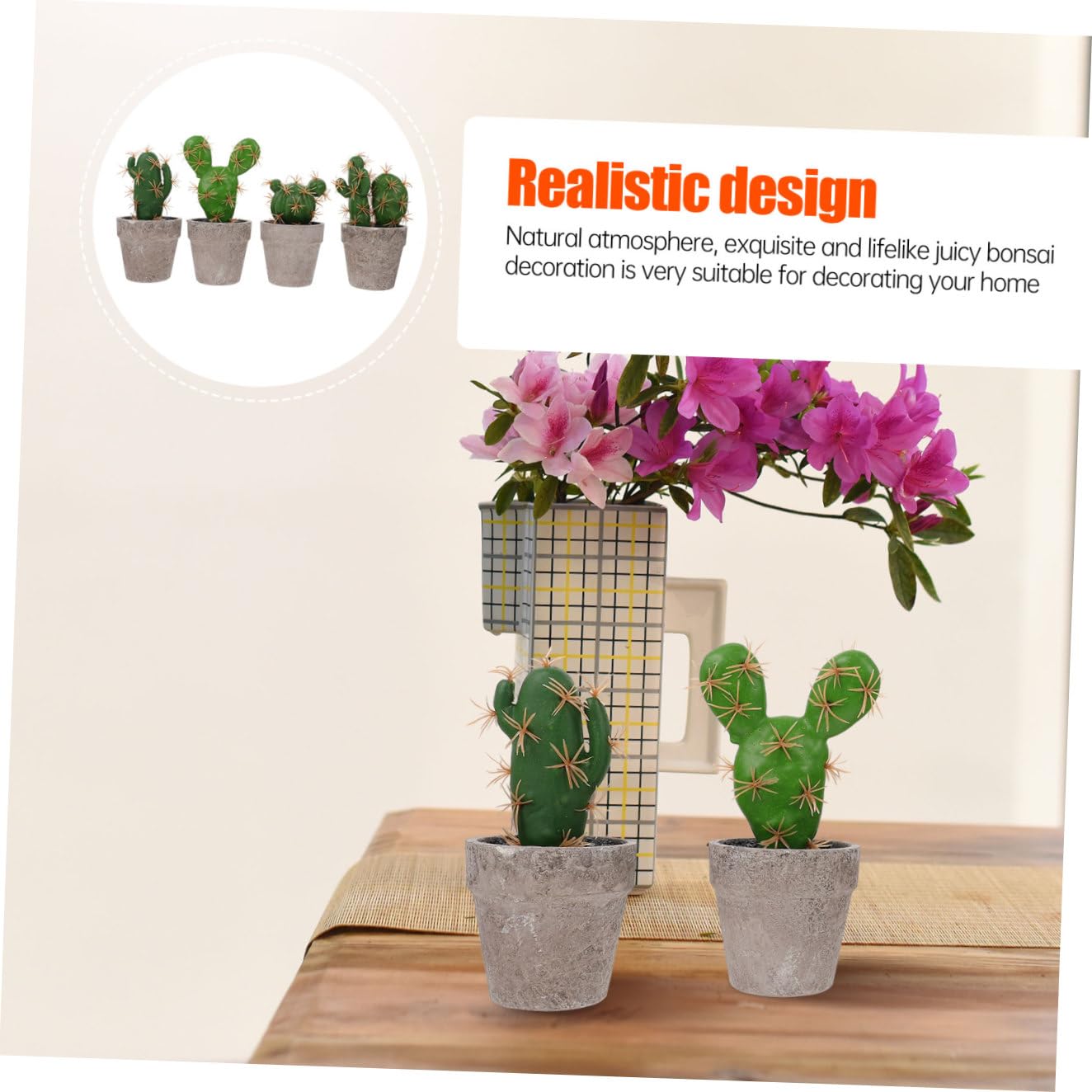 Baluue Set di 4 Piante Finte Succulente in Polpa e Plastica, Decorazione da Tavolo Verde per Cucina e Camera, Facile Cura Aspetto Naturale e Fresco