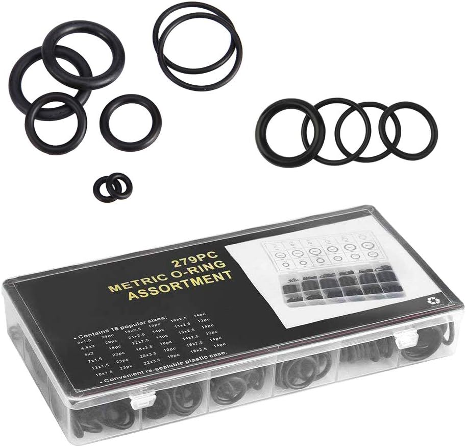 O-ring Set 279pcs Rubber O Ring Assortment Set 18 Sizes Hydraulic Plumbing Gaskets Seal Washer Kit, Black, 279 Pcs - Image 3