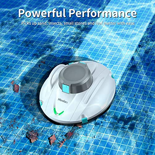 Moolan Cordless Pool Vacuum Cleaner, Robotic Pool Cleaner, Dual-Motor, Self-Parking, With 140 Mins Maximum Runtime, Pool Vacuum For Above/In Ground Flat Pool Up To 1000 Sq Ft #TOP2