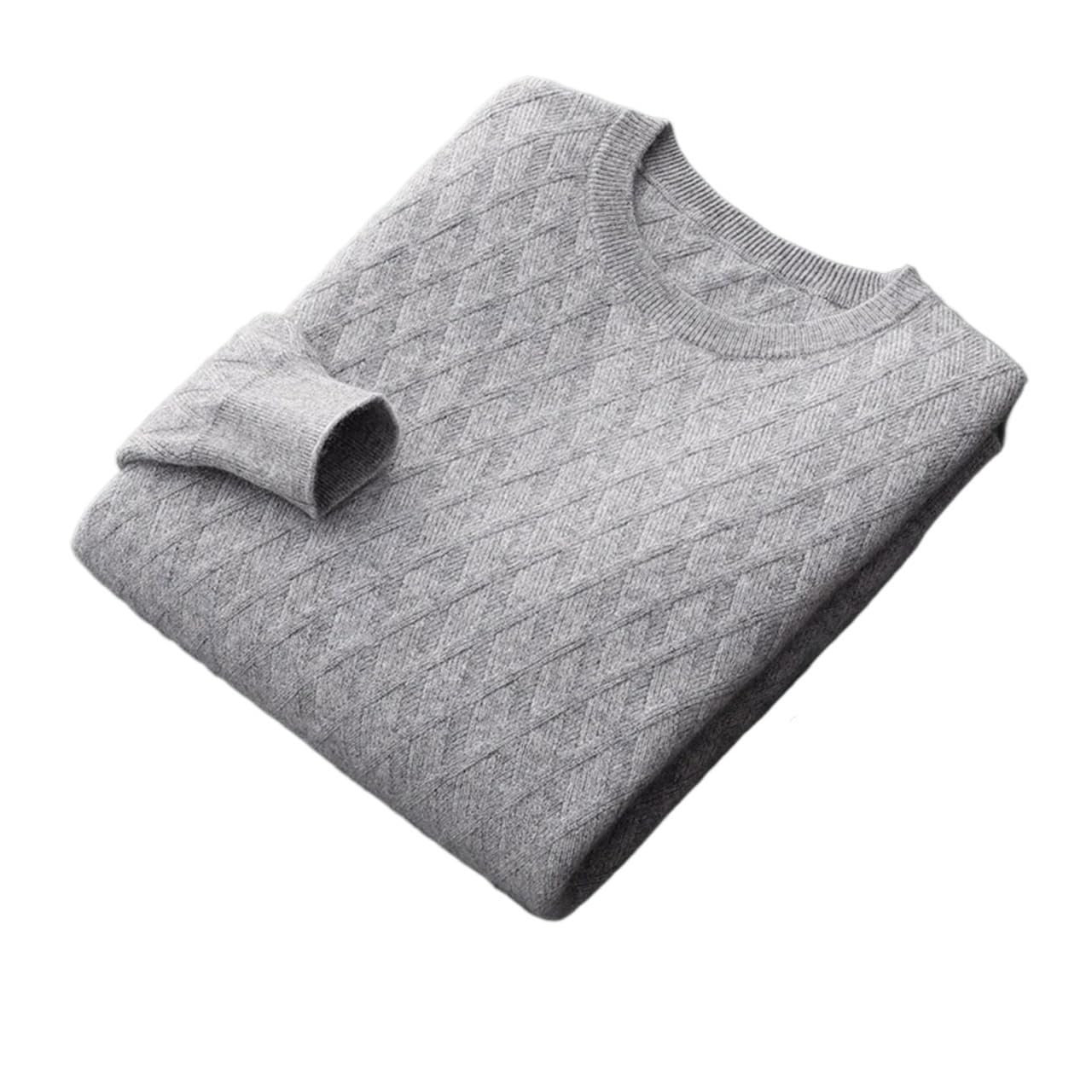 Pull en cachemire à rayures diamant col rond en laine S
