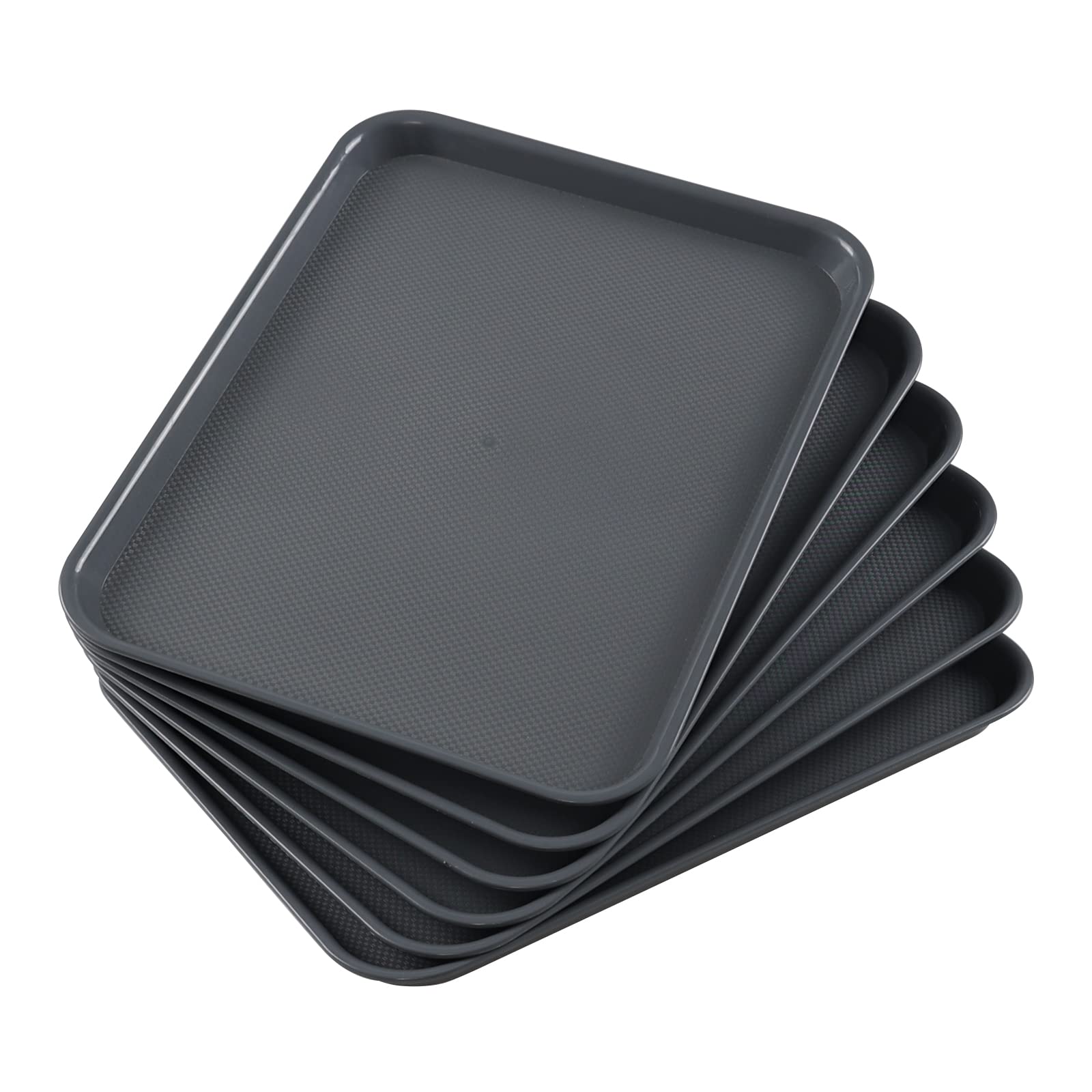 6-teiliges Plastik Fast Food Tablett, FoodService Cafe Tablett, Grau