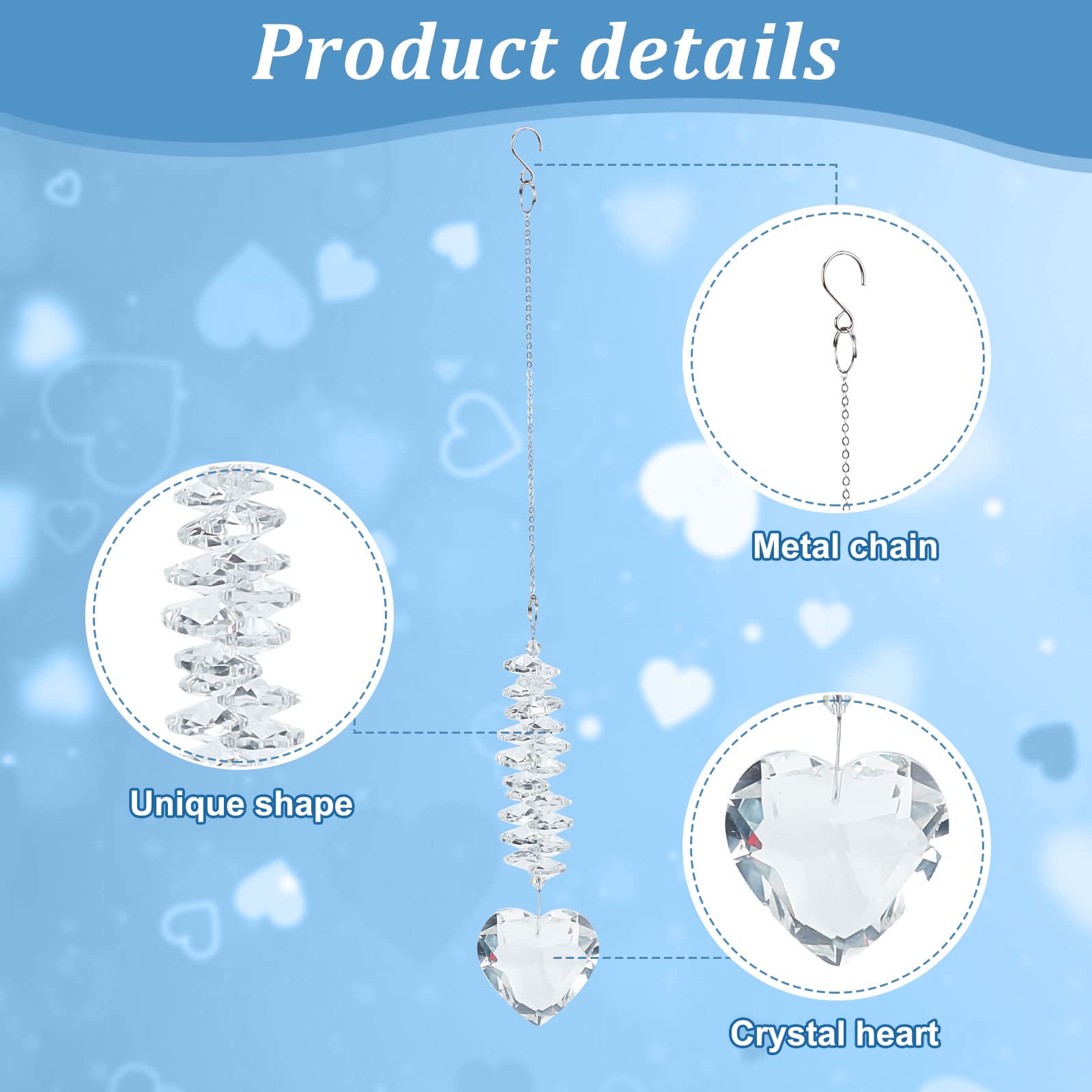 Together-life Herz-Kristallkugel Aus Klarglas - 45mm Prisma-Anhänger Mit Regenbogeneffekt Für Fensterdekoration