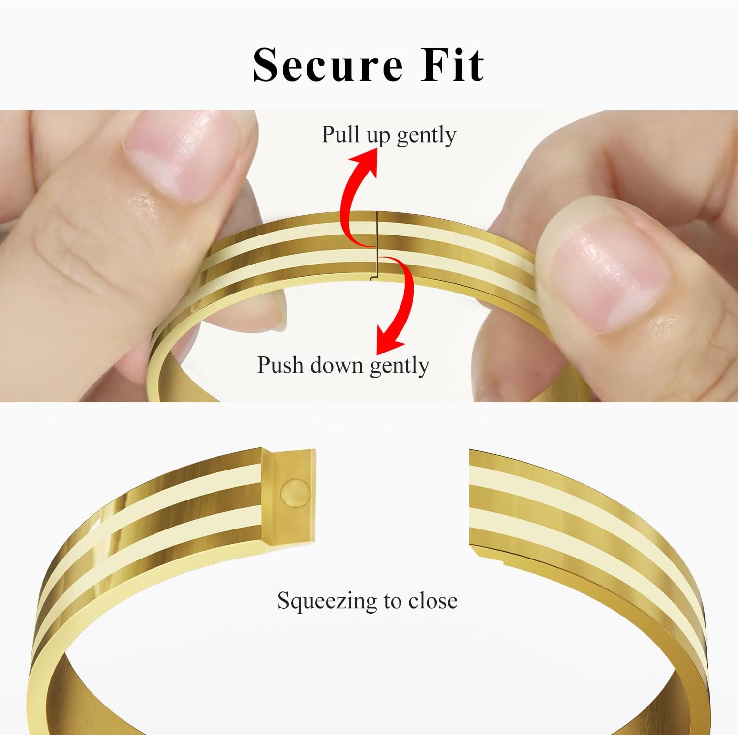 18K Gold Plated Love Bangles Bracelet for Women, Valentine's Day Gift, Friendship Bangles, Gold/Silver Stainless Steel Bangle Cuff, Non-tarnish & Waterproof, Trendy Jewelry for Birthday. - Image 5