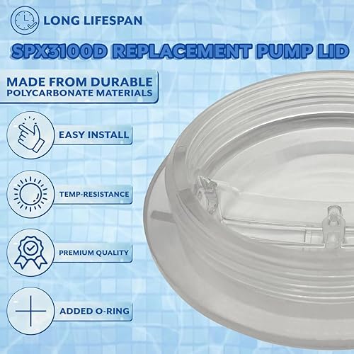 Miniatura 7 de Poolzilla SPX3100D - Tapa de repuesto para bomba de piscina Hayward Super II Series SP3000, modelos SP3007, SP3010, incluye junta tórica, tapa de