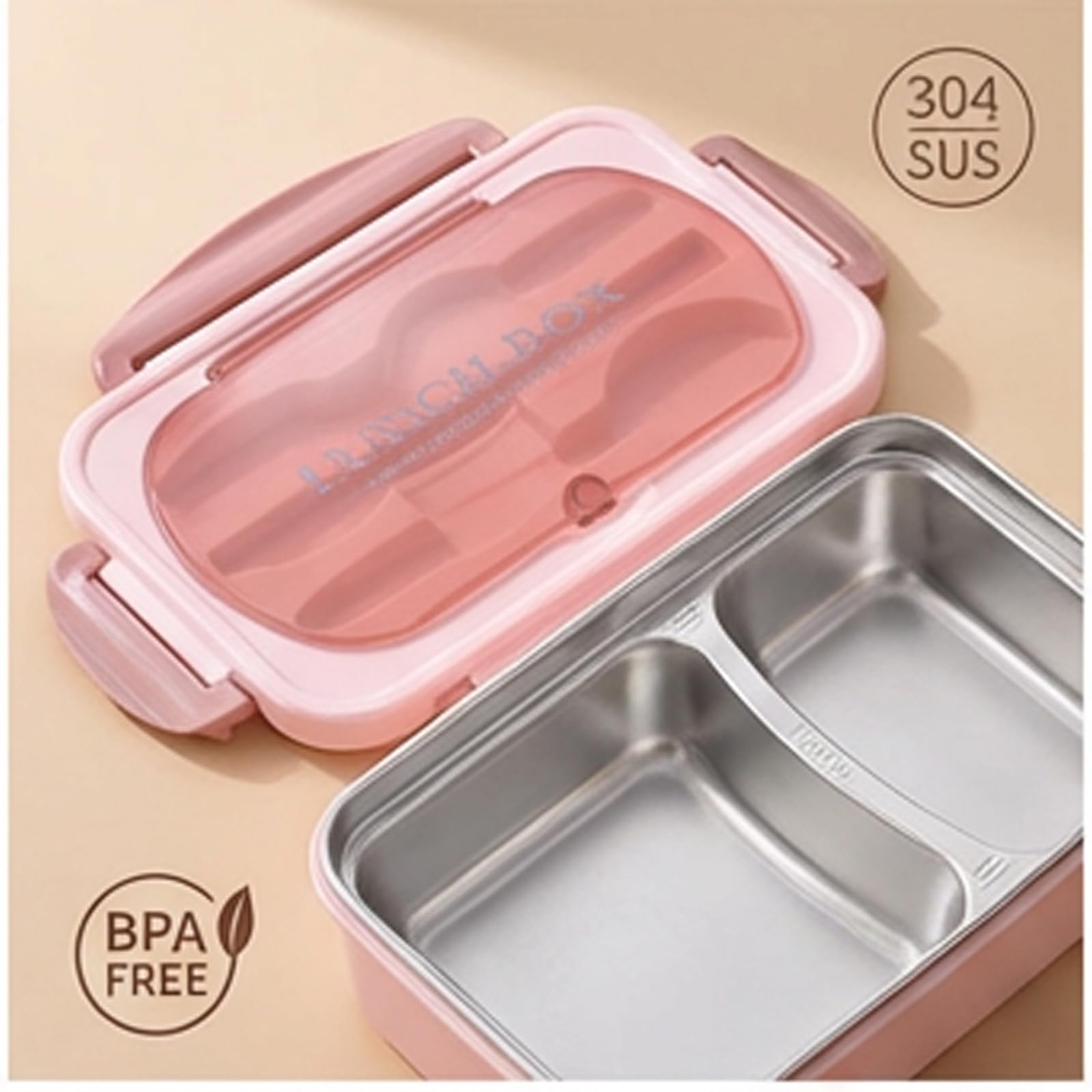 Brrnoo Box Box, Contenitore per il Pranzo per Adulti con Utensili per Pranzo Container per Bambini Container per Ragazze e Adolescenti (PINK)