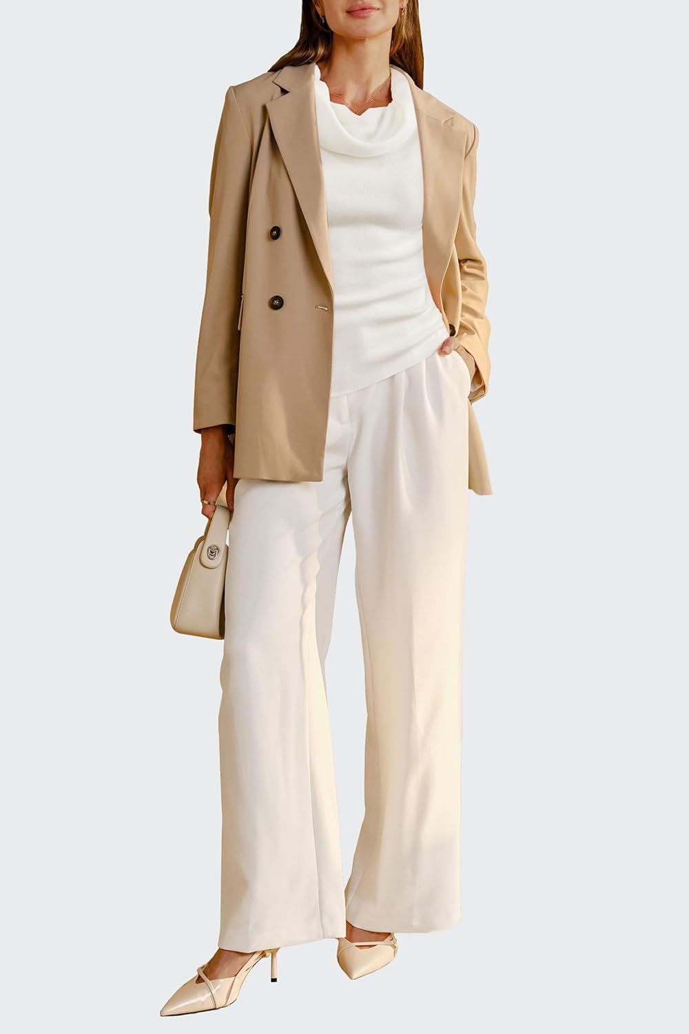 Arach&Cloz Women's Convertible Neckline Off-Shoulder Cowl Neck Slim Fit Tops 2025 - Image 5