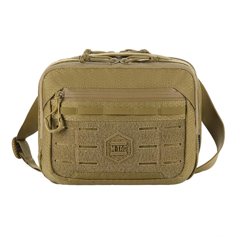 M-Tac EDC Elite HEX Bag - Cordura 500D taktyczna torba na ramię z systemem szybkiego dostępu do broni, organizerem EDC, etui na telefon komórkowy i panelem krosowym, może być noszona po obu stronach