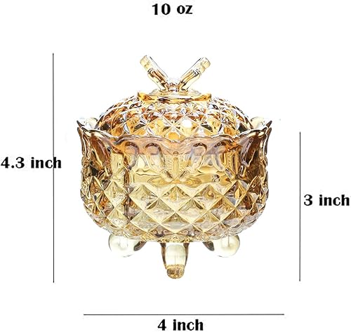 Miniatura 2 de Royal - Caja para dulces de cristal en relieve con tapa, caja de joyería con pies, para caramelos, para boda, dulces, bufé, tarros de cocina, 10