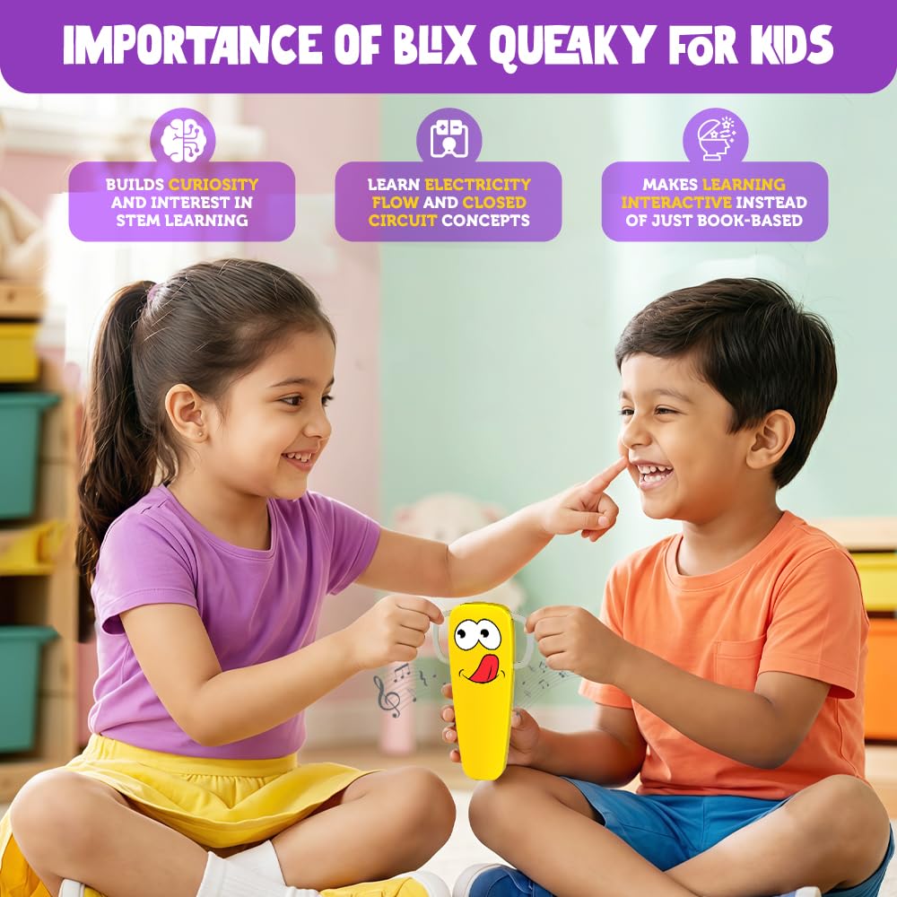 Blix Queaky Charge Rechargeable Sound Making Toy For Kids. Conductivity Experiment Toy. Perfect Toy For Creative Pranks. Circuit & Resistance Experiment Gift For Boys And Girls. Made In India (Yellow) — Amazon image 4