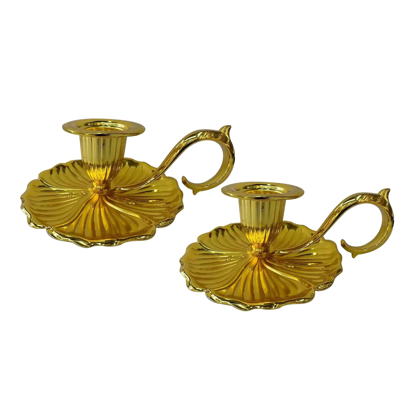 Bougeoirs coniques antirouille en métal doré au design rétro et finitions soignées