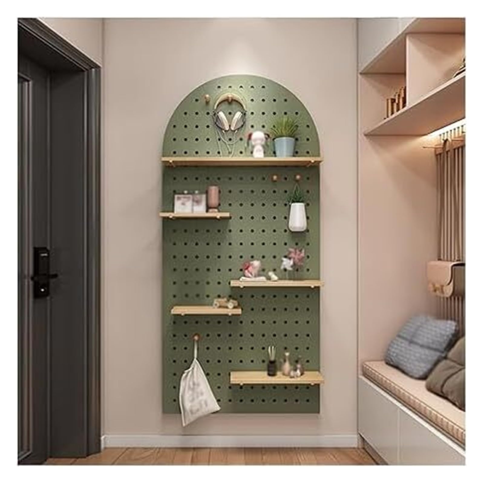 Peg Board,Pegboard Panels, Wooden Pegboard Organizer Kit - Wall Organiser Pegboard Perfects for Home Office Garage(Green-b)