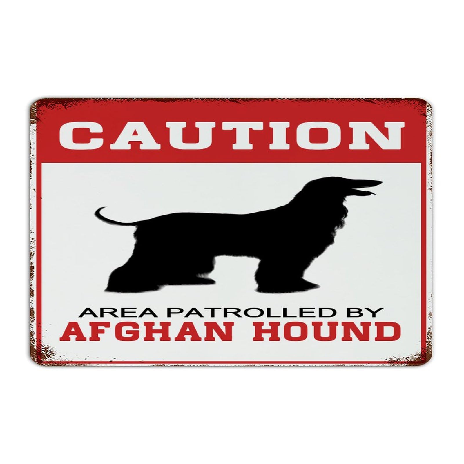 Plaque de précaution Afghan Hound en métal rigide perforé 30x45 cm
