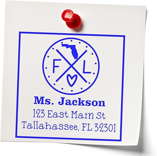Miniatura 278 de Texas State Love - Sello de dirección cuadrado, uso con almohadilla de sellos, sello de correo de Texas, tamaño 1-5/8 pulgadas Manija