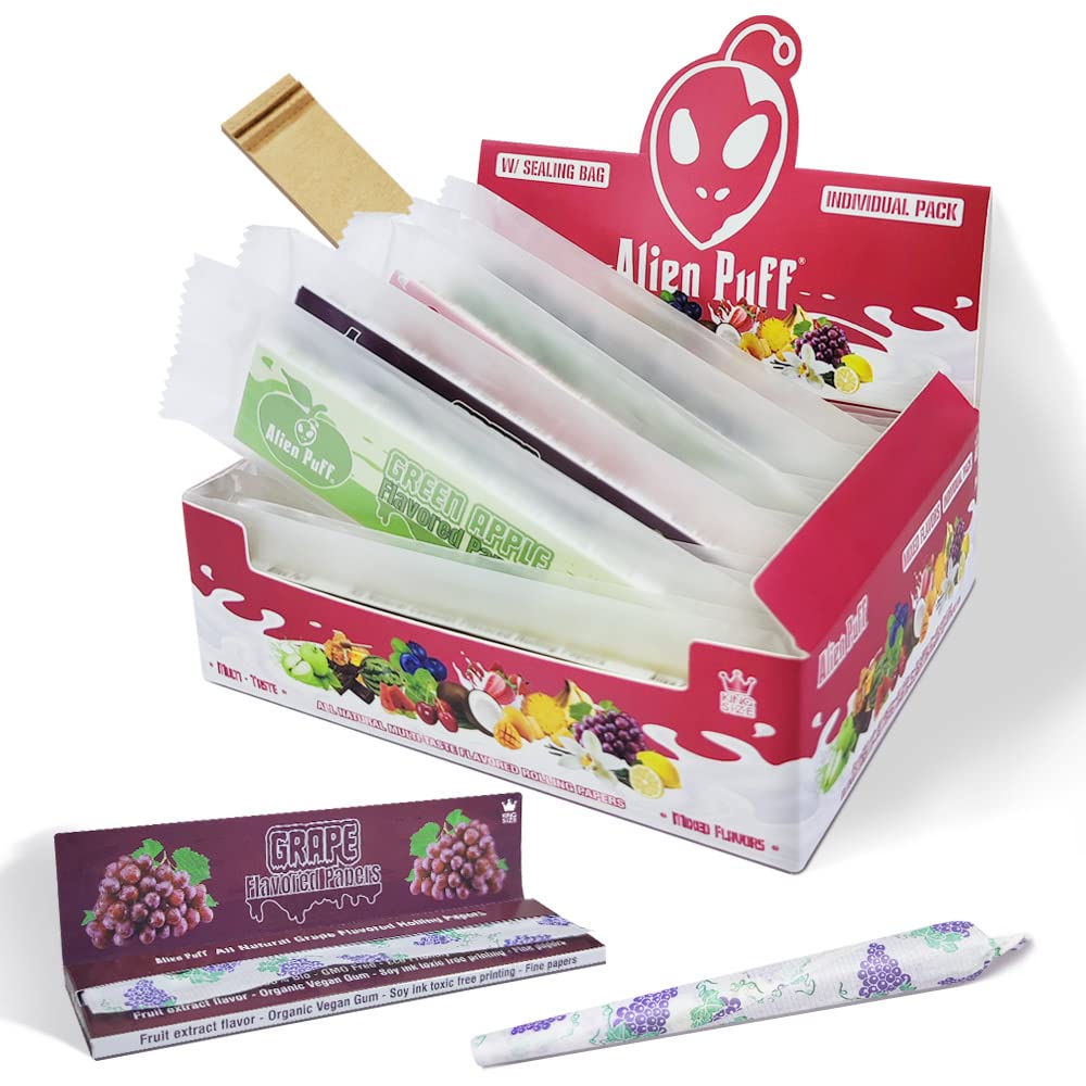 yacoolFlavoured Rolling Papers, 20 Pack 108MM Kingsizeslim Fruit Scent with 1 Tips, Individual Sealing Bag Strong Smell, Fruit Attraction Fragrance & Slow Burning