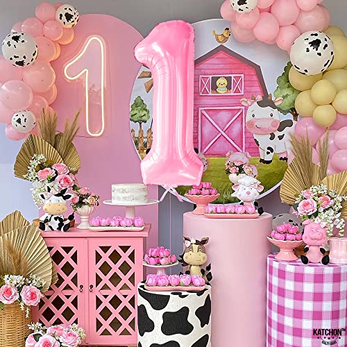 Image of Katchon, 40 Inch Light Pink Number 1 Balloons For 1st Birthday Decorations