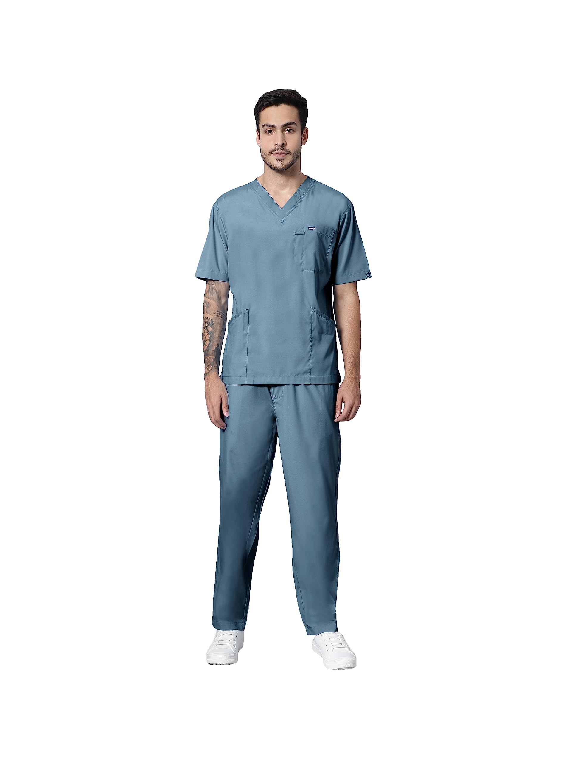 UNINUR MenS Excellent Eazy 7 Pocket Scrub Suit for Doctors,Nurse & Health Professional, Color-Stone Grey (XX-Large) (B0CB98P8C5) Amazon Price History, Amazon Price Tracker