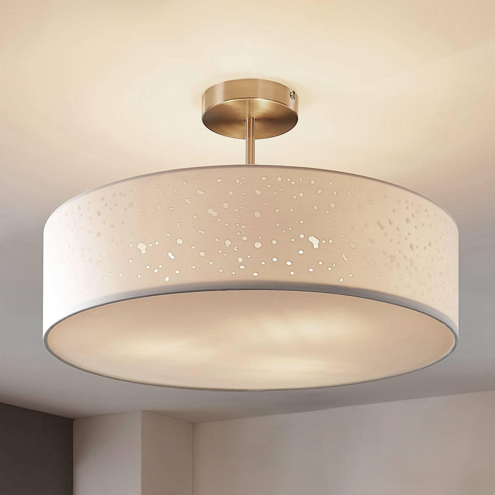 Lindby Plafoniera dimmerabile (Moderno) colore Bianco, in Tessuto ad es. Soggiorno & Sala da pranzo plafoniera tessuto lampada