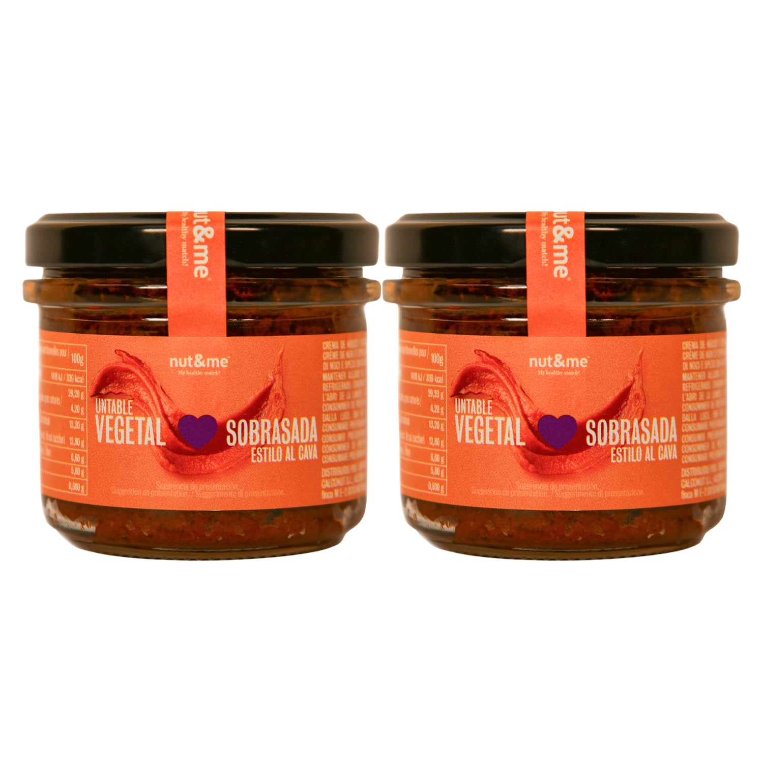 Nut&me Paté Vegetal Estilo Sobrasada al Cava 200g Vegano Alto en Fibra Sin Gluten Sin Lactosa Pack 2x100g