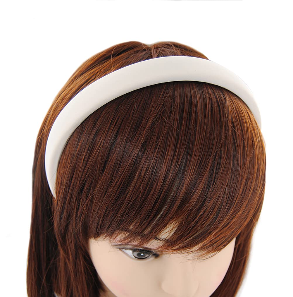 axy Headband with Fabric Padded Candy Colours - Beautiful Women's Headband Hair Accessories Hair Band HRK7 (Cream White)
