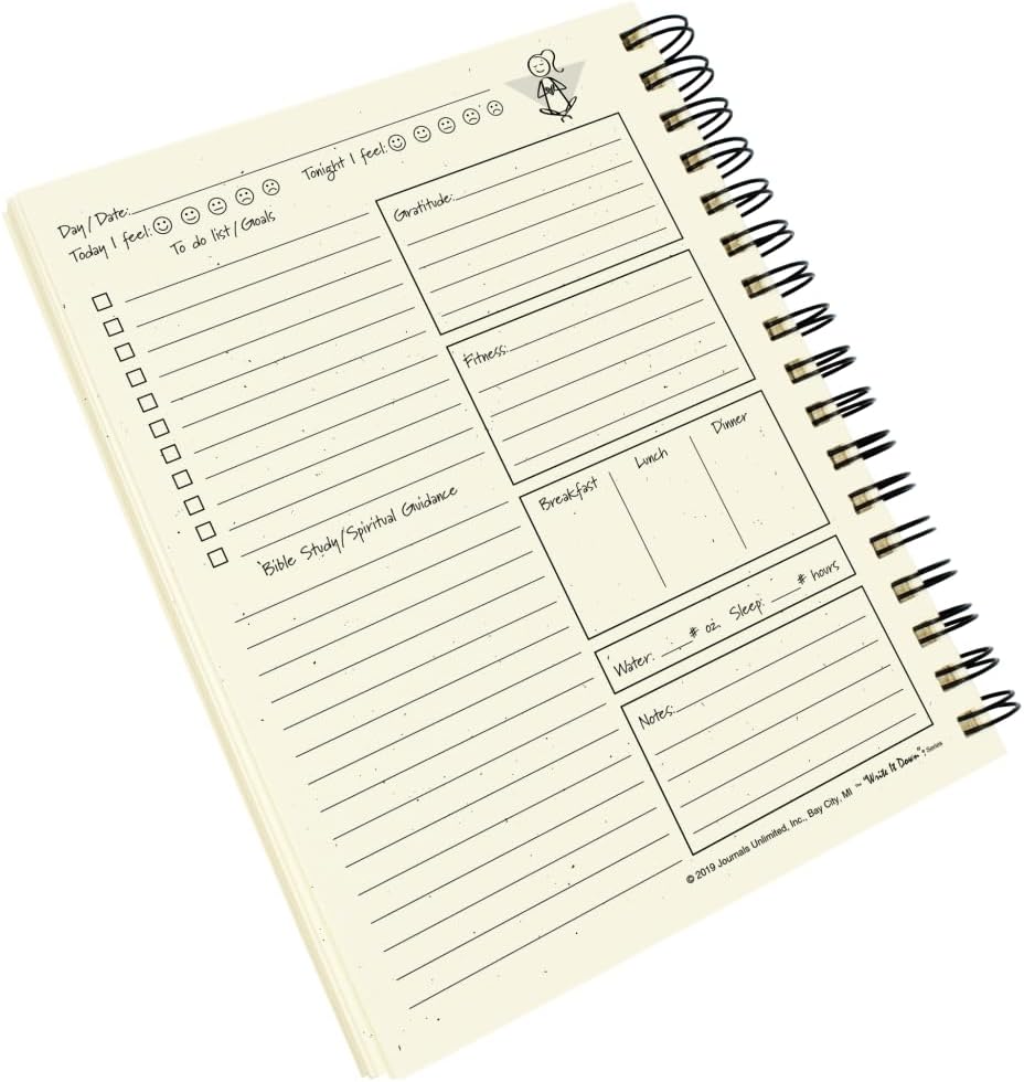 Write it Down series by Journals Unlimited, Guided Journal, Day Planner, Mind, Body, & Spirit Journal, Full-size 7.5"x9", Kraft Hard Cover, Made in the USA