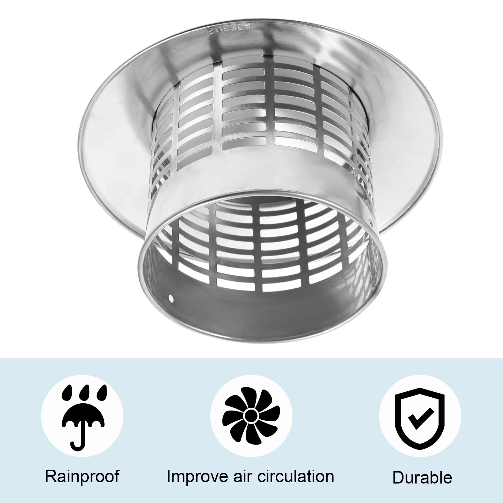 Sombrerete de Ventilación para Techo de 110 MM en Acero Inoxidable 304, Cubierta para Conductos de Humo y Sistema de Escape en Espacios Residenciales