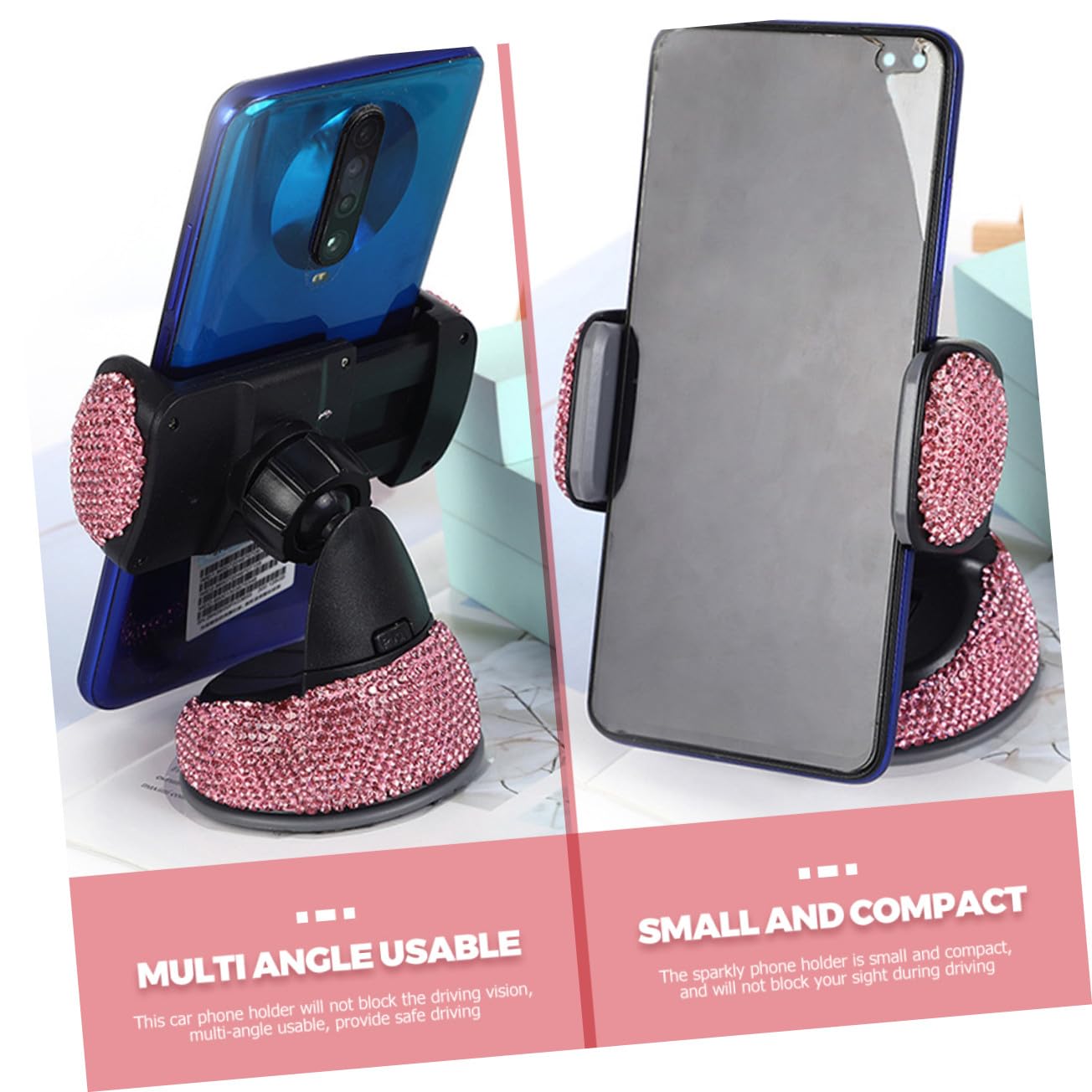 5 Pezzi Supporto Smartphone Auto con Strass Regolabile per e Bocchette d Design Compatto e per Distrazioni Facile da Installare