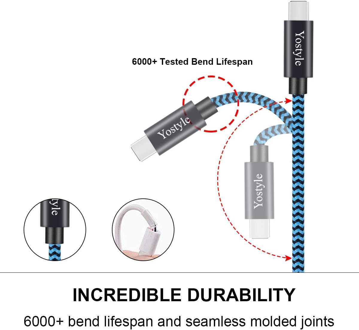 USB Type C Cable 10ft, USB C to USB A Fast Charger,Long Nylon Braided Fast Charging and Data Sync Cord Compatible Galaxy S10, S8, S8+, S9,S9+,Note 8 9,LG V20 G5 G6, Pixel,MacBook