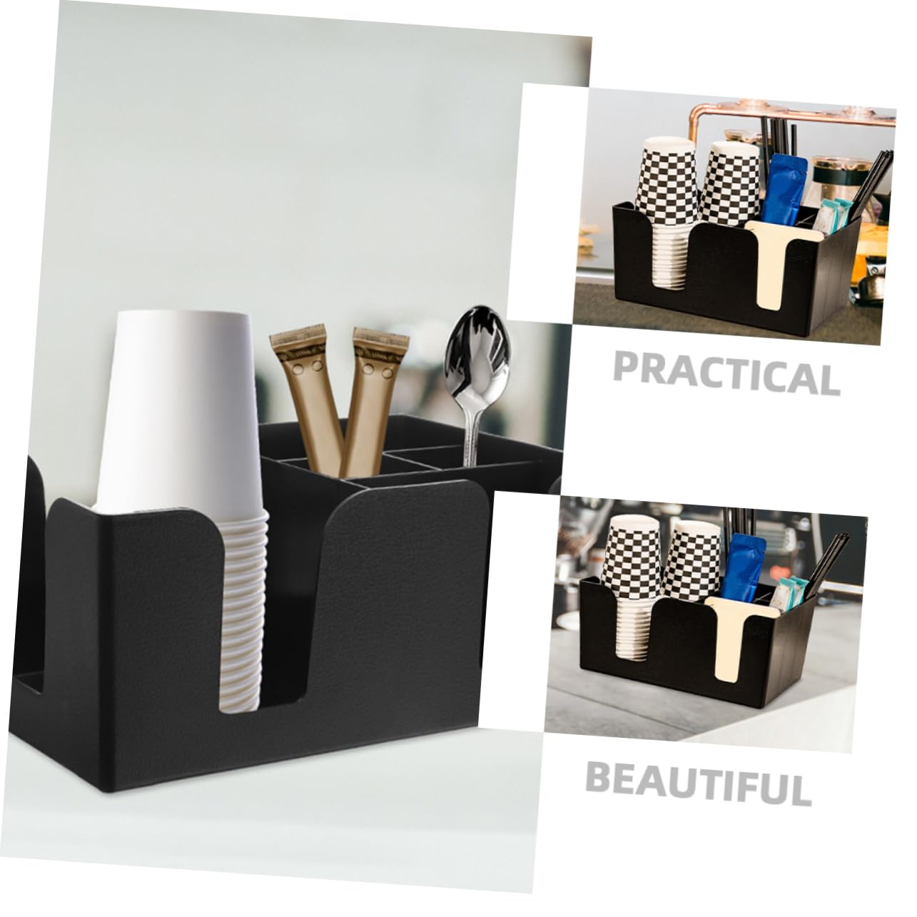 VOSAREA 2pièces Boîte De Rangement Compartimentée Pour Sachets De Thé Et Café Organisateur De Comptoir Et Bureau Design Épuré