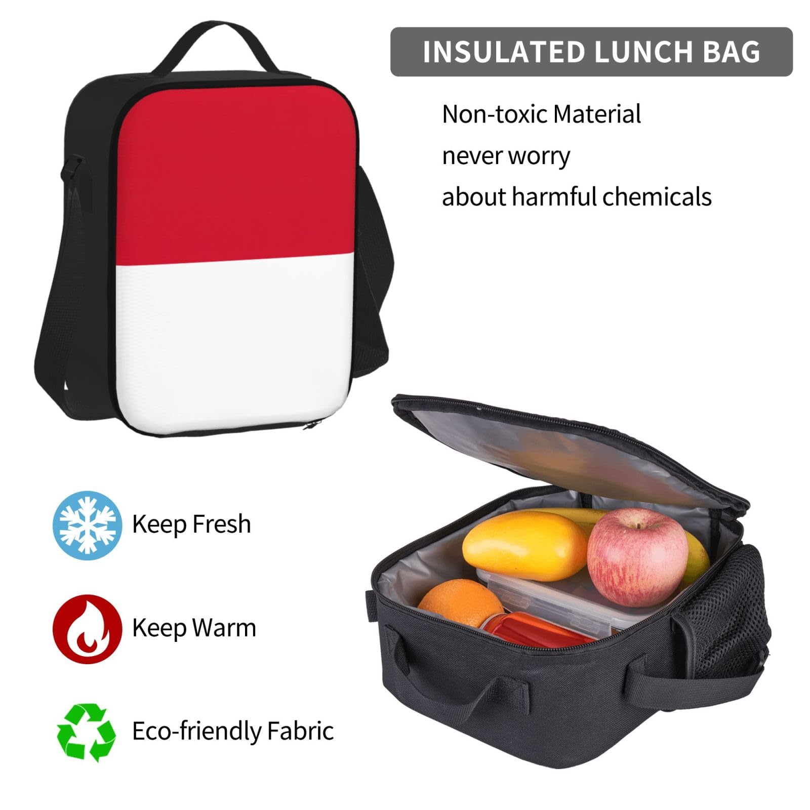 Flaga Monako plecak dziecko chłopcy dziewczęta pudełko na lunch szkoła torba zestaw uczniów szkół student prezent, Czarny, One Size, Bagaż