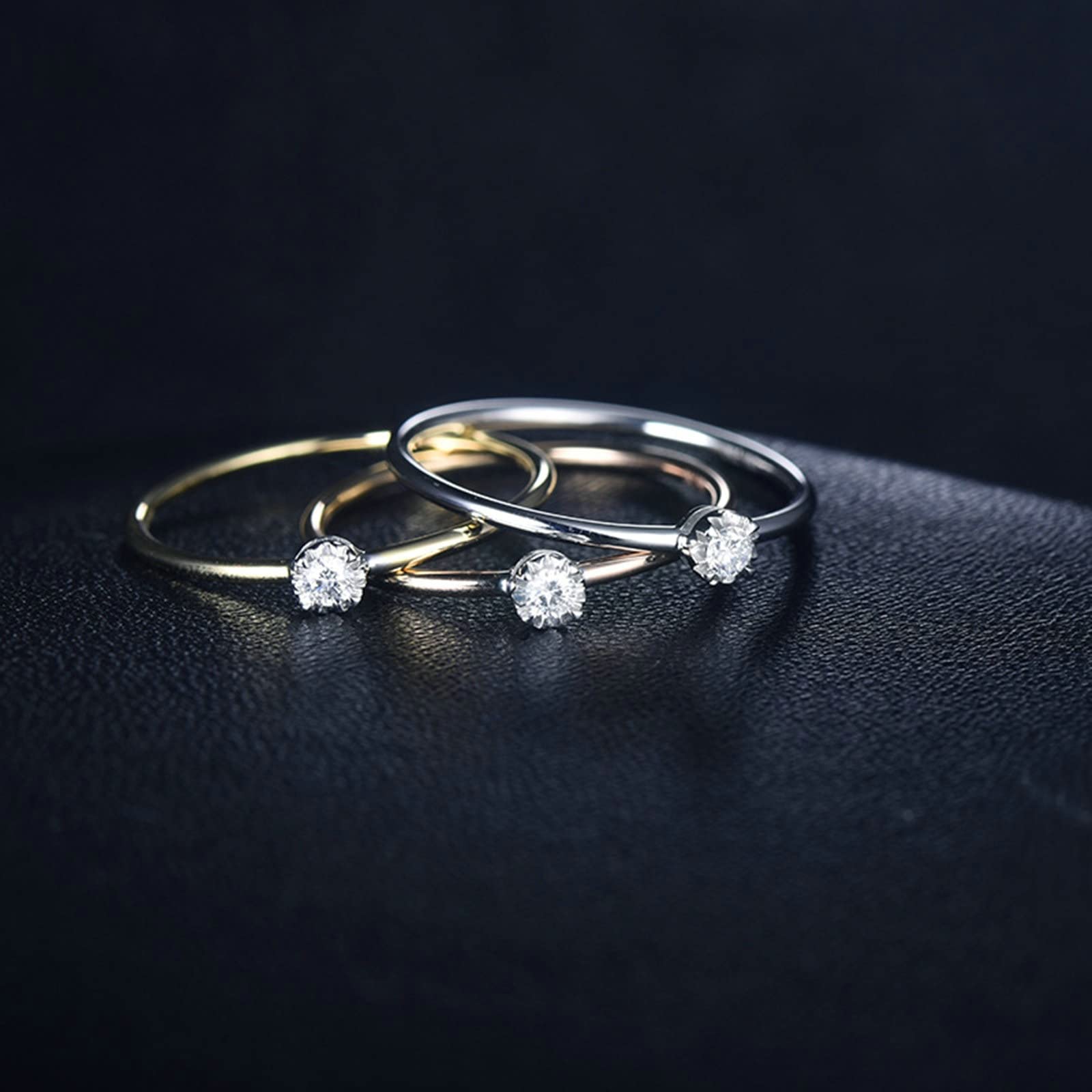 KnSam Mujer Anillo, Estilo Clásico 18 K Oro Amarillo Diamante Anillo De Bodas Oro