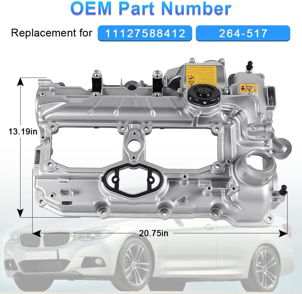 WATERWICH Aluminium Valve Cover kit Compatible with N20 BMW 528i xDrive 328i GT xDrive 320i 228i 428i X1 X3 X4 X5 Z4 2.0L Replacement for 11127588412