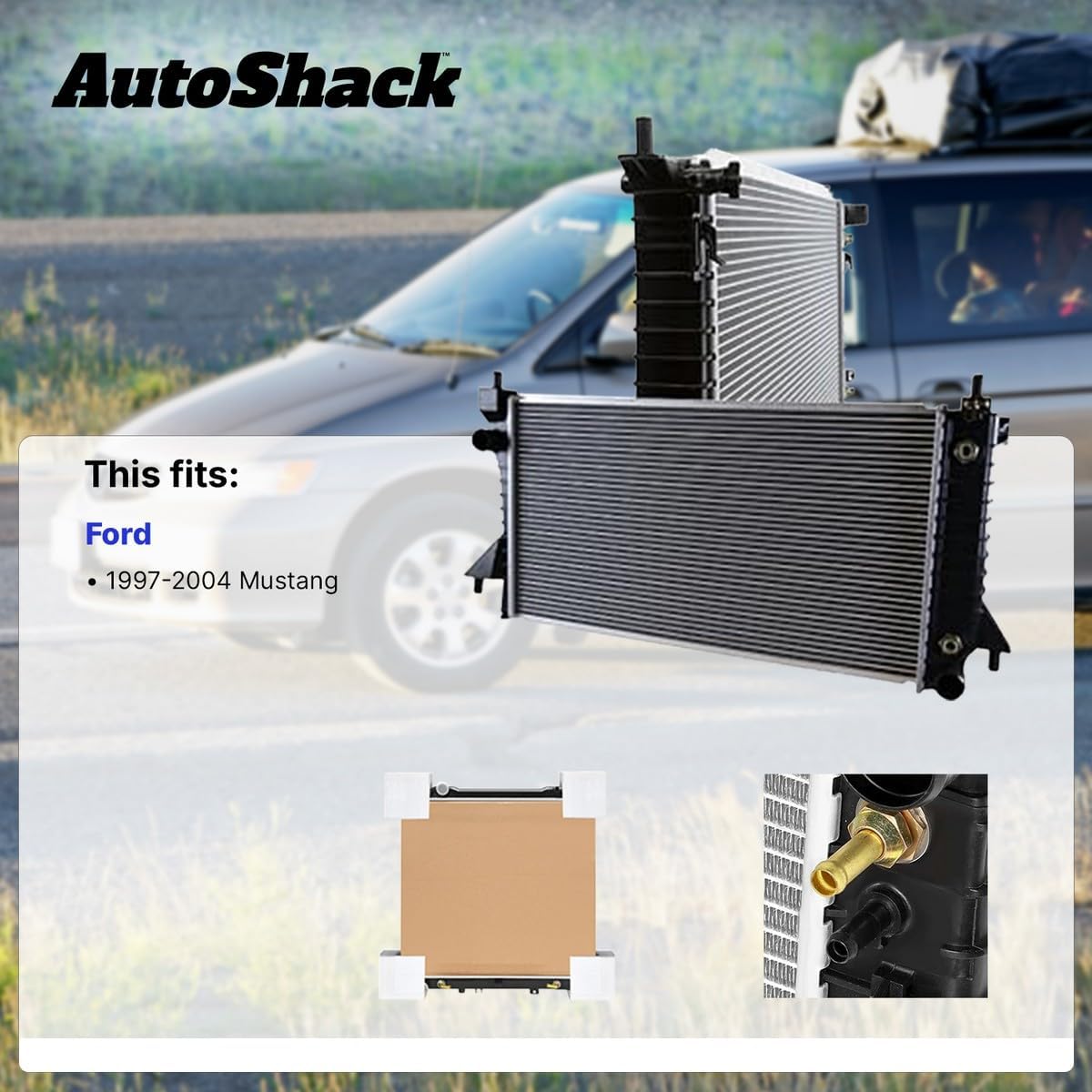AutoShack Radiator Replacement for 1997-2004 Ford Mustang 1-PC