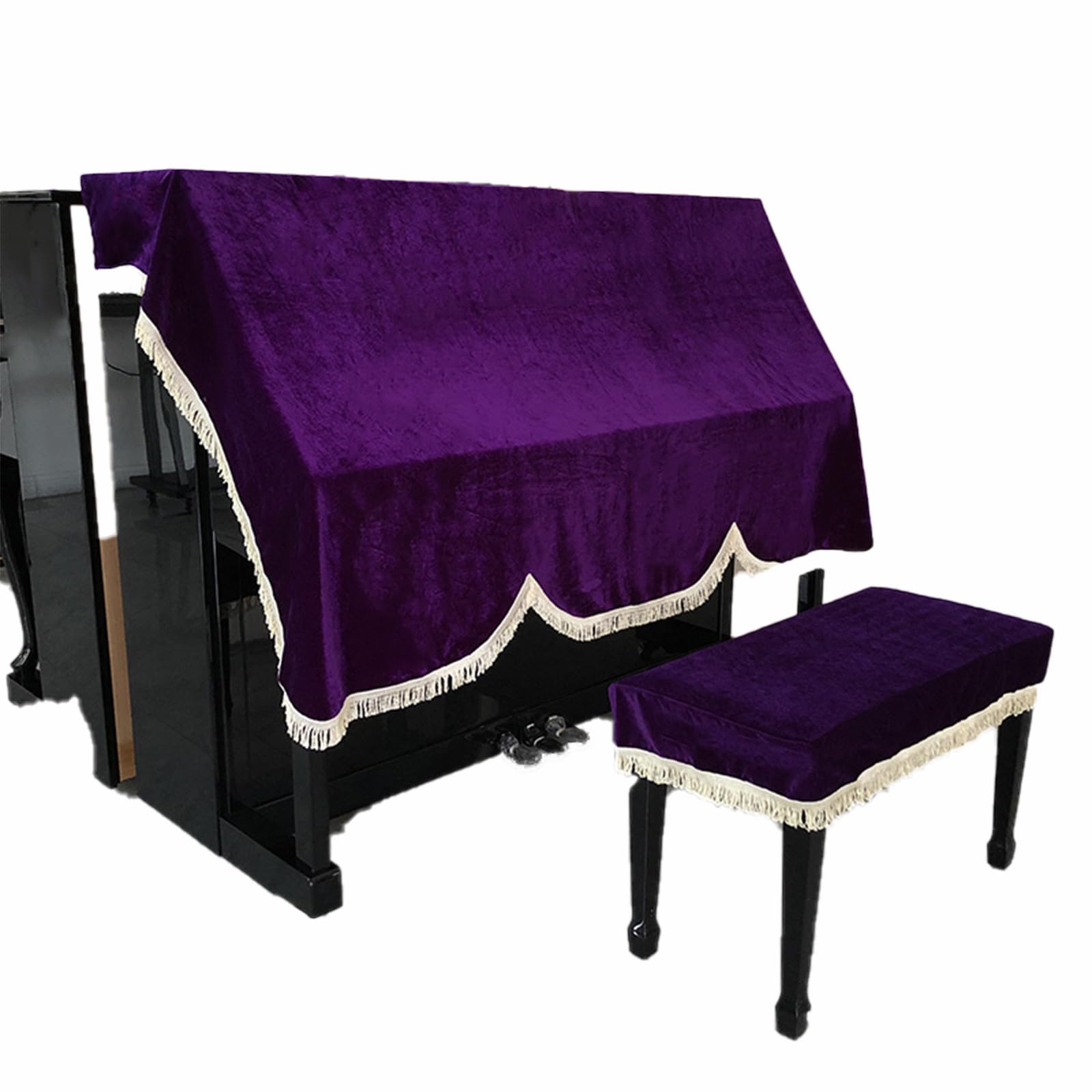Housse anti-poussière piano droit 61/88 touches violette avec couvre tabouret double 200x150cm