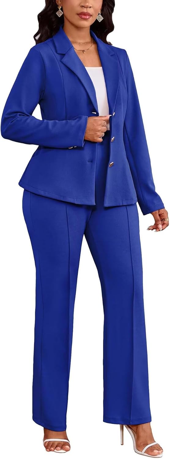 Kafiloe Women Suits 2 Piece Set Long Sleeve Blazer Pants Suit Dressy Business Casual Work Outfits Office - Image 4