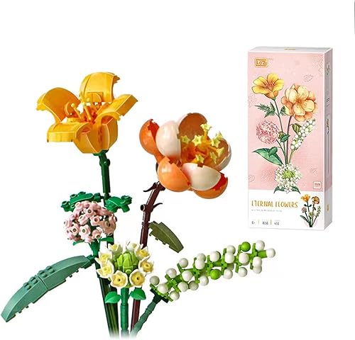 Miniatura 8 de MEIEST Juego de mini ramos de flores de bloques de construcción, decoración única para el hogar, flores artificiales, colección botánica, ladrillos