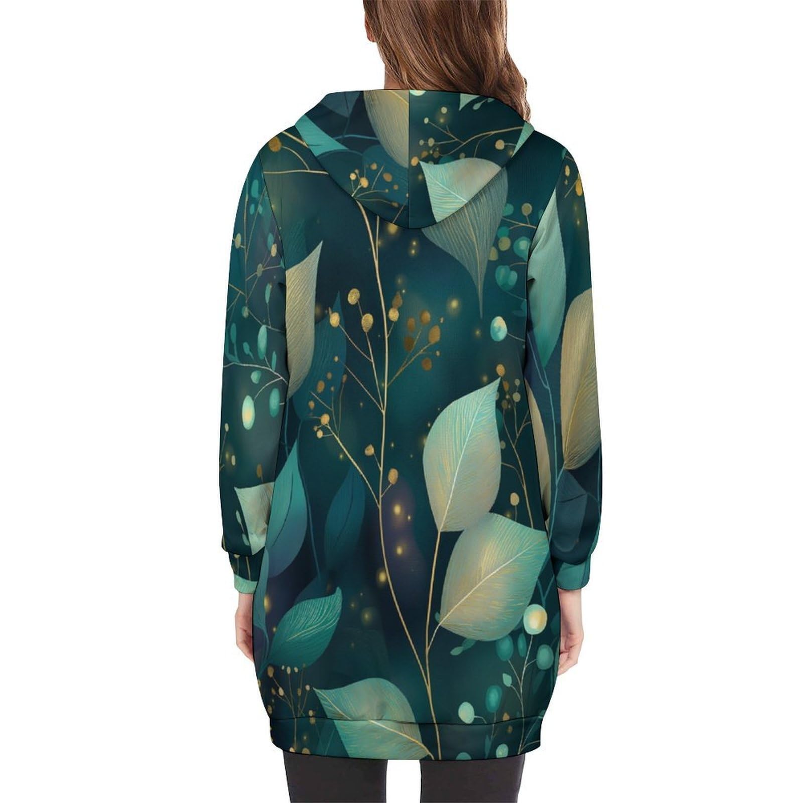 Felpa Donna con Zip Felpe Sportiva con Tasche E Cappuccio Rami E Foglie Morbida Invernale Giacca Regolabile Confortevole per Uso Quotidiano Casual