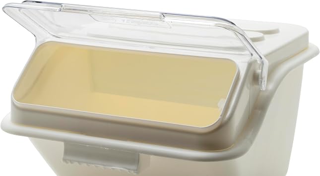Winco 2 Gallon White Shelf Ingredient Bin | Dishwasher safe, BPA-free, Stackable, One-handed lid, Scoop included, Great for Water, Juice, Soft Drinks and Cocktails