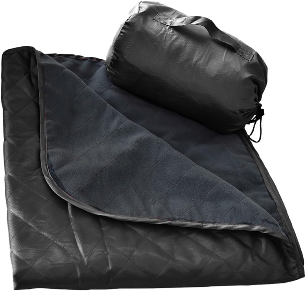Outdoor Camping Blanket and Fleece Blanket Waterproof Sandproof Portable Warm Picnic Mat for Hiking Beach and Travel Use, Black