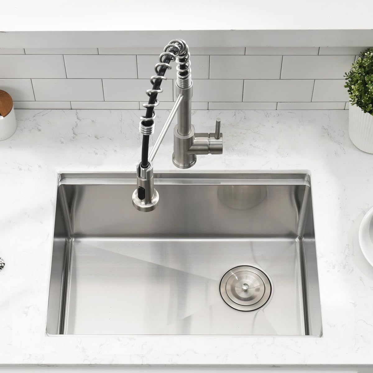 23 Inch Undermount Kitchen Sink Workstation - SZBAQTM 23x18 Inch Undermount Sink Stainless Steel Single Bowl 10'' Deep Handmade Kitchen sink with Cutting Board& Strainer