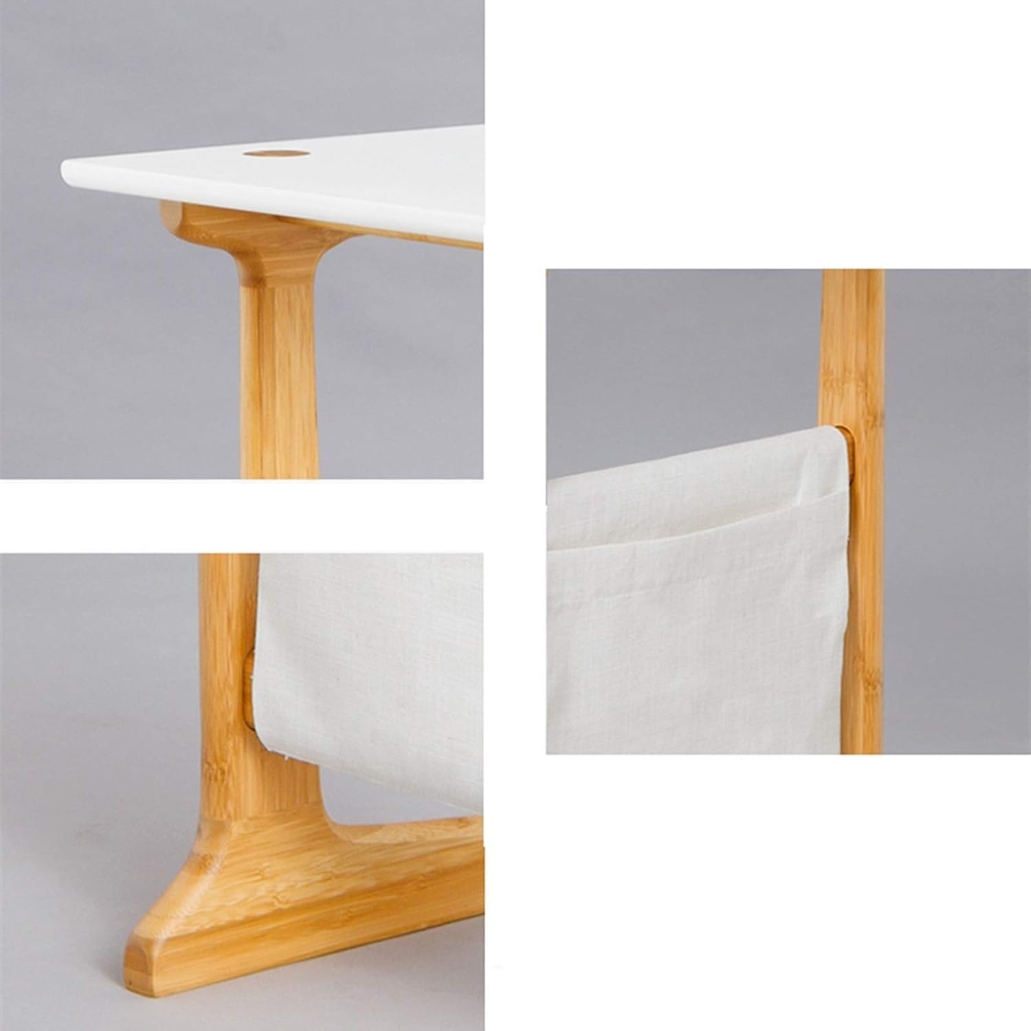 Aimery Office End Table C-Shaped Side Table for Living Room, Square Coffee Table with Fabric Storage Bag, Bedroom Flower Shop Sofa Table (Color : B)