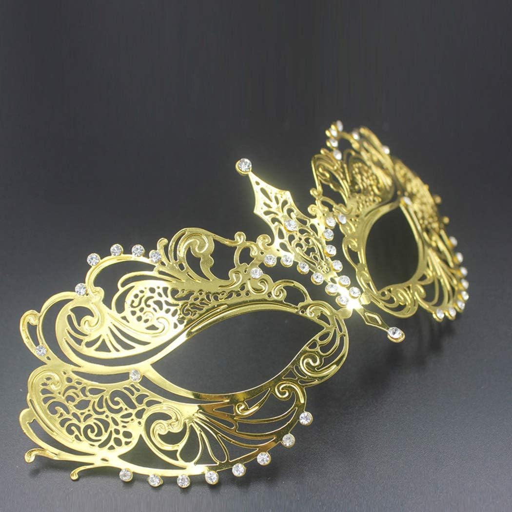 Thmyo Women's Laser Cut Metal Venetian Halloween Mardi Gras Party Mask (Gold 2) - Image 6